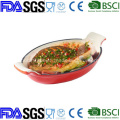 Customized Color Enamel Oval Cast Iron Baking Dish Gratin